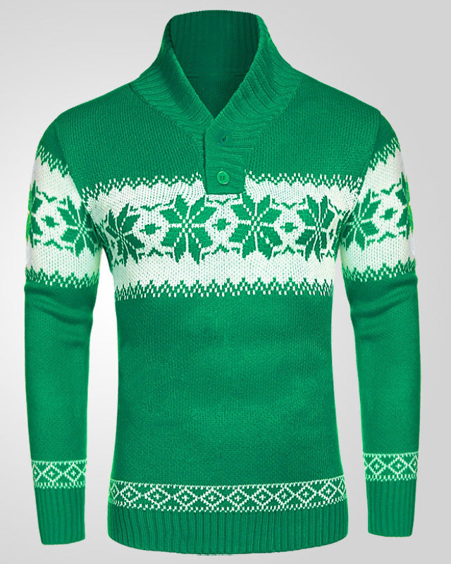 Men's snowflake jacquard Christmas sweater