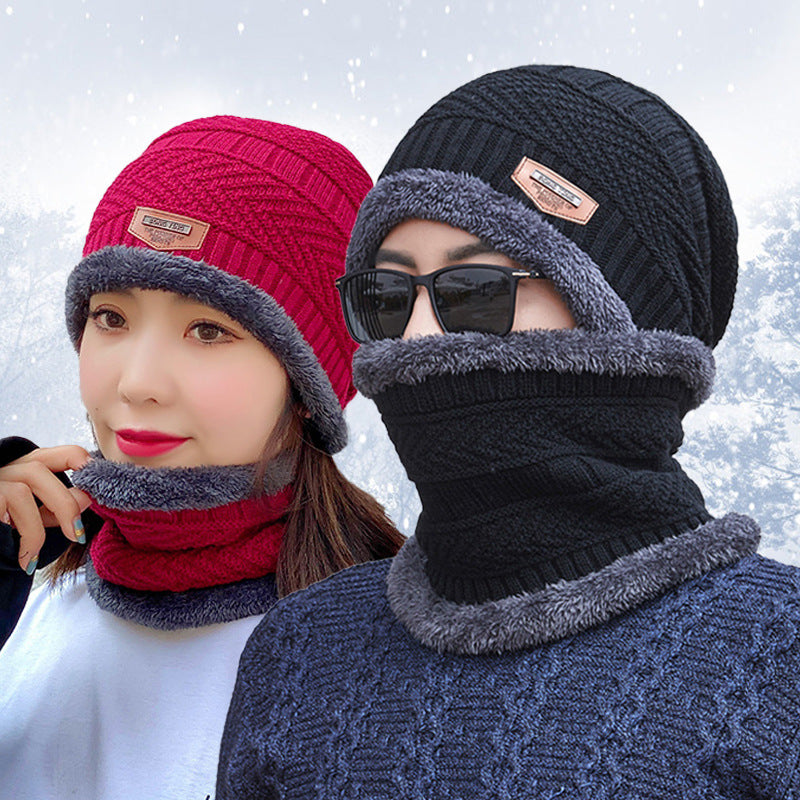 Knit beanie and neck warmer set