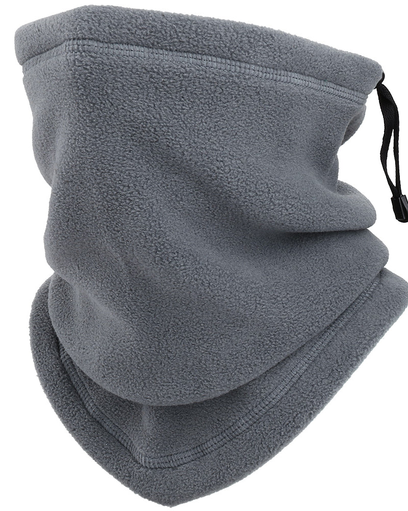 Fleece neck gaiter with drawstring toggle