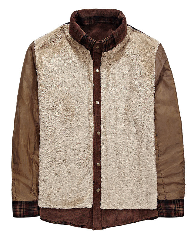 Men's fleece lined plaid shirt jacket