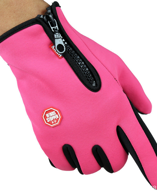 Black touchscreen winter gloves with zip cuff