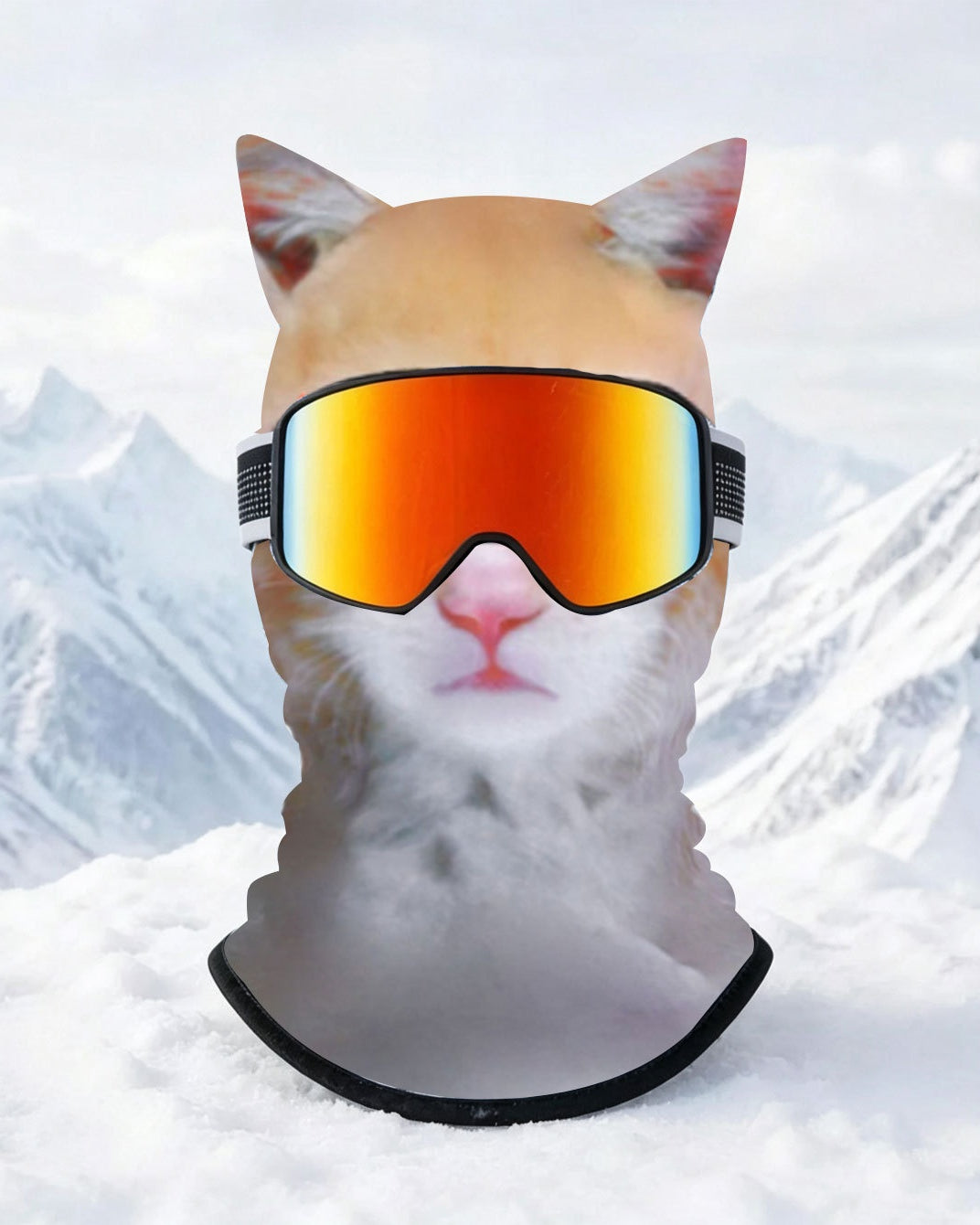 Ski mask with realistic funny face print