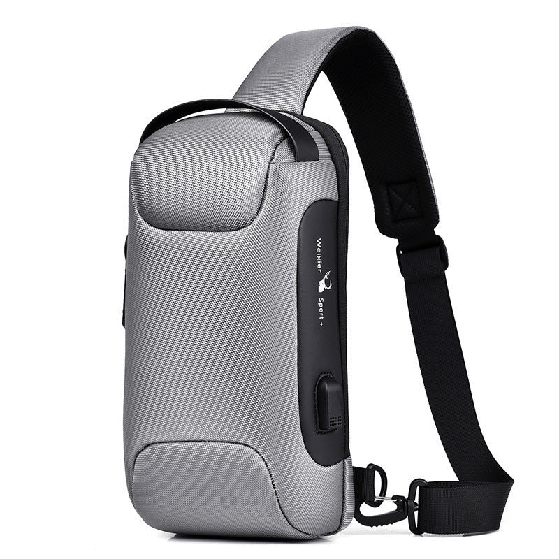 Black anti-theft sling bag with combination lock