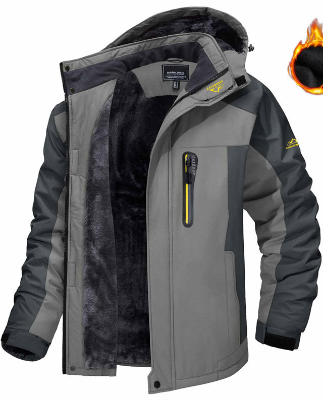 Man in a fleece-lined hooded winter parka