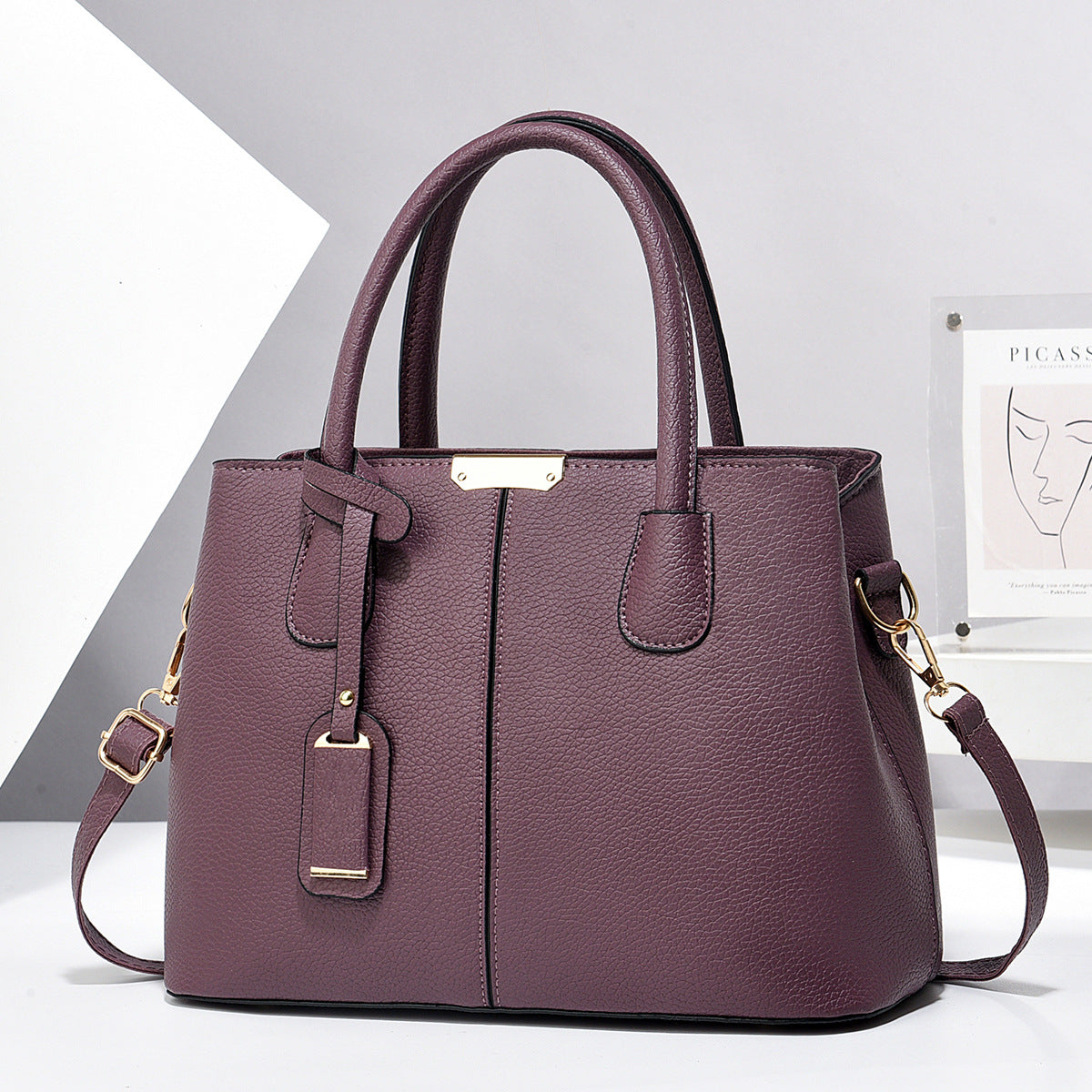 Structured vegan leather tote bag