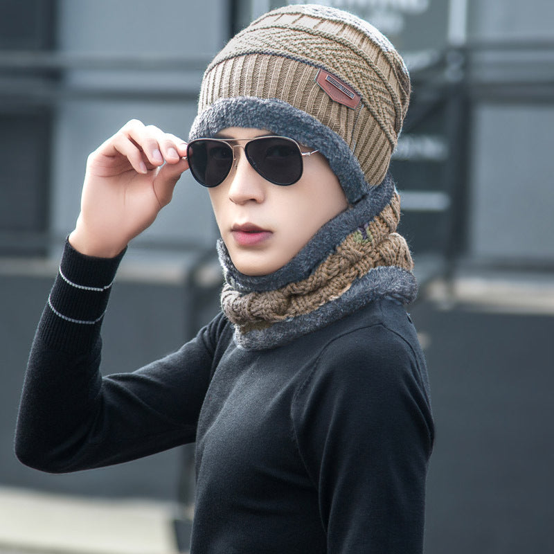 Knit beanie and neck warmer set