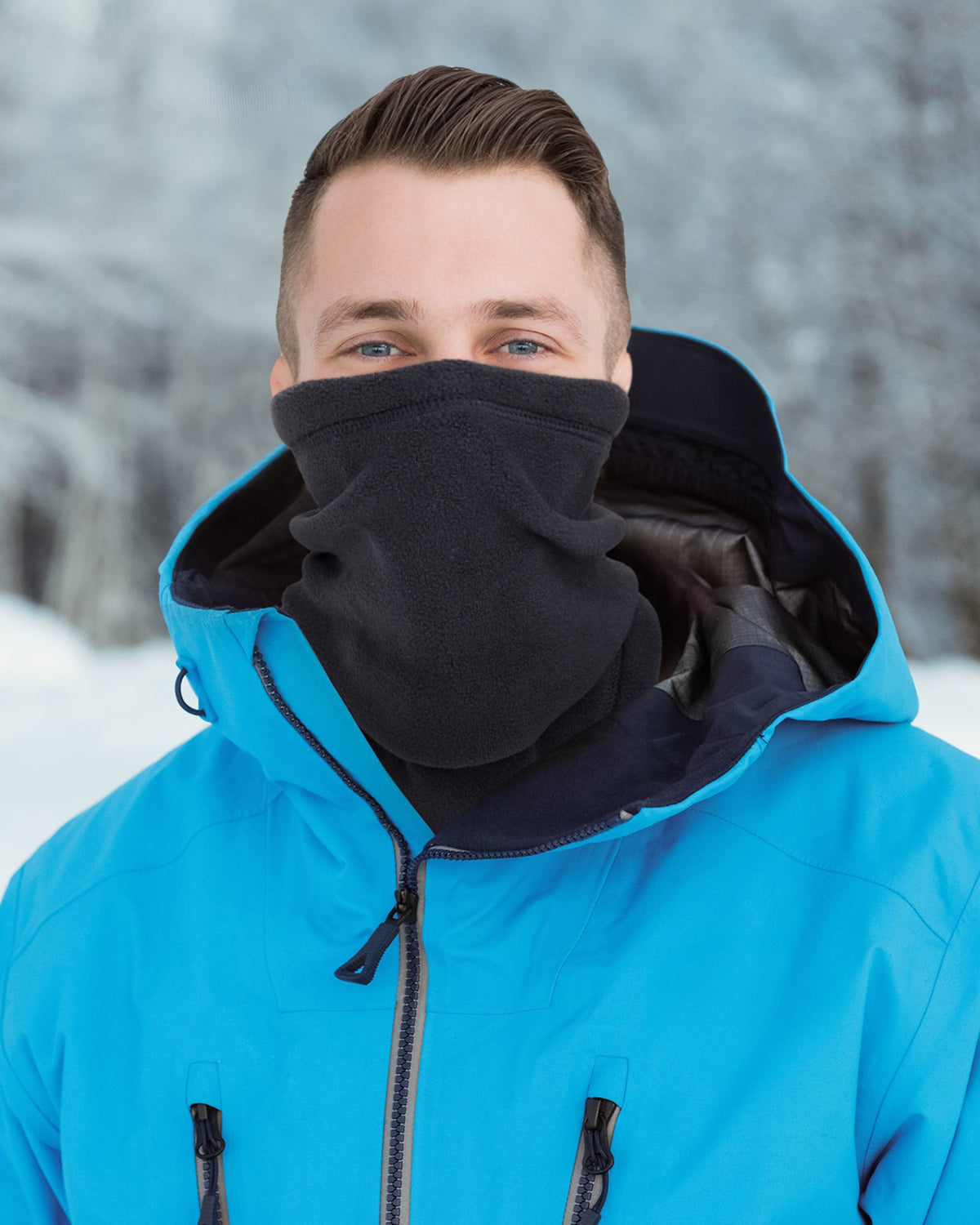 Fleece neck gaiter with drawstring toggle
