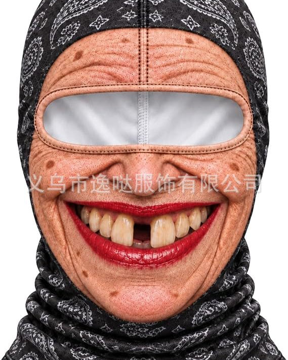 Ski mask with realistic funny face print