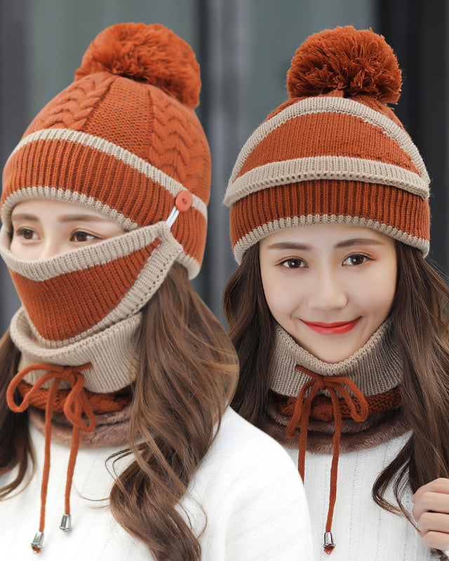 Knit beanie, face mask and neck warmer set