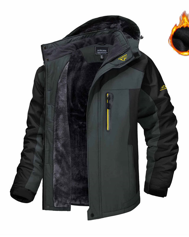 Man in a fleece-lined hooded winter parka