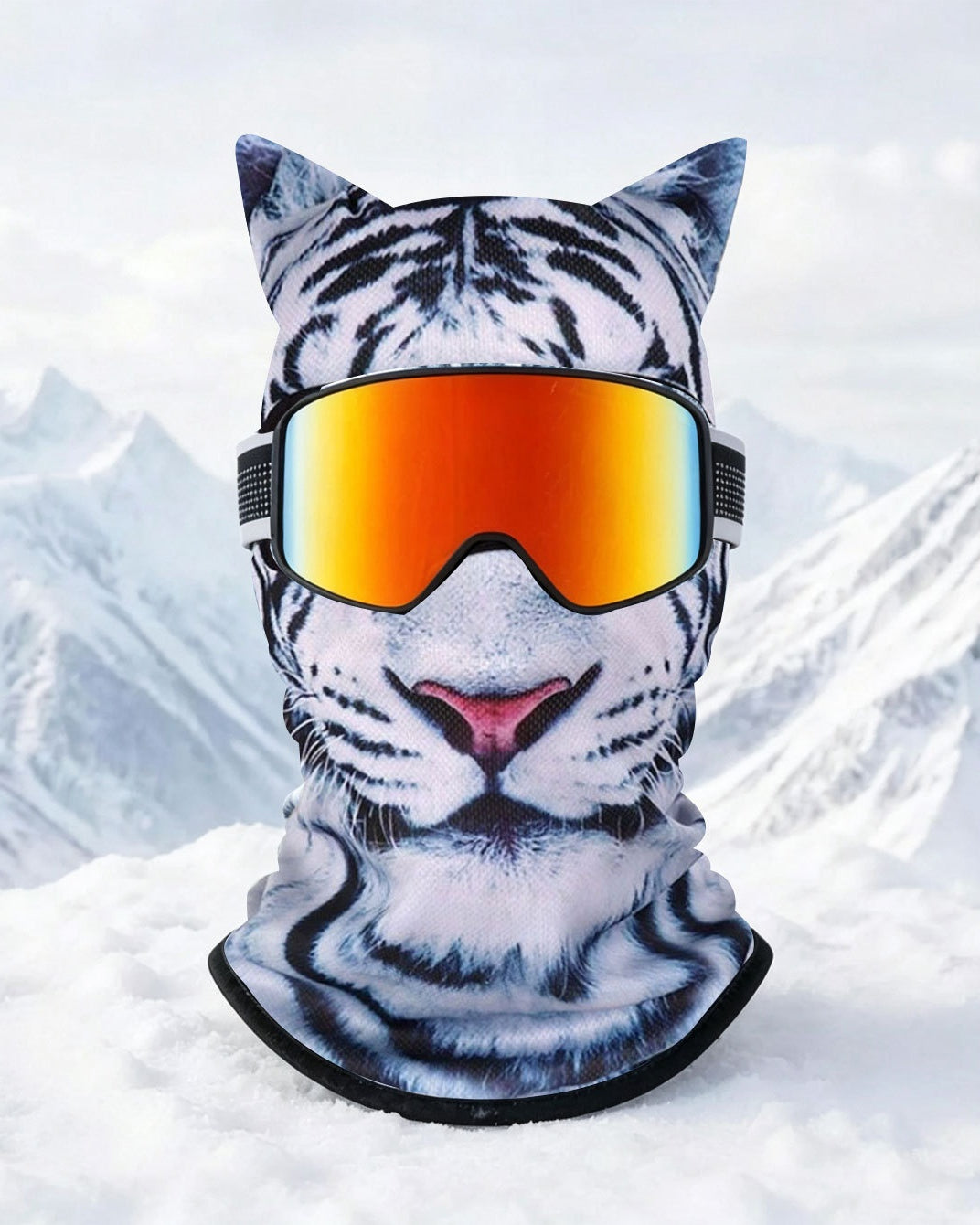 Ski mask with realistic funny face print