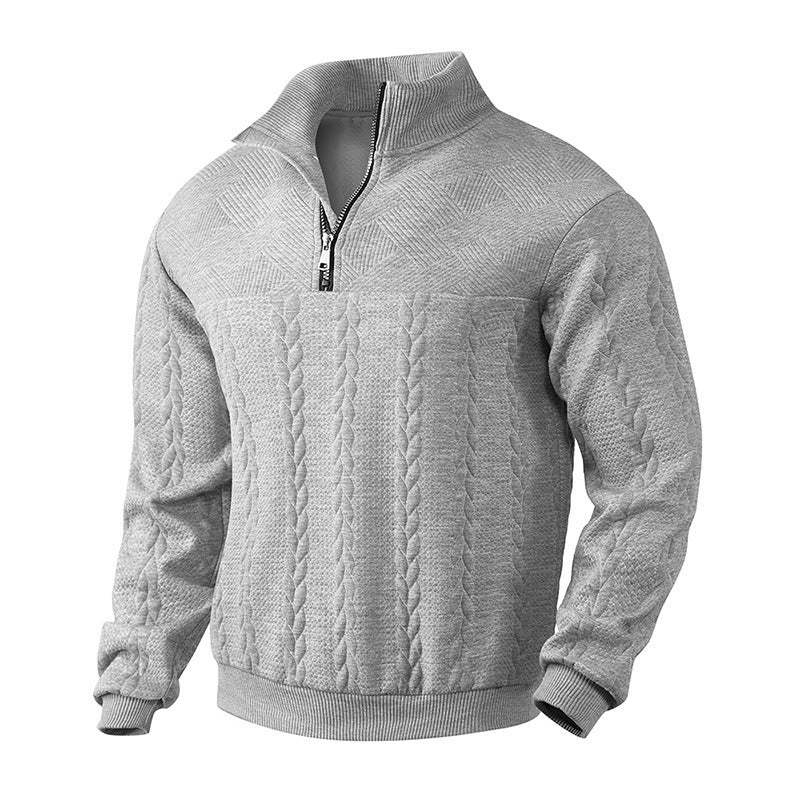 Men's quarter zip jacquard sweater