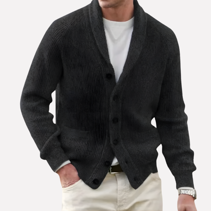 Men's Shawl Collar Cardigan with Button Front