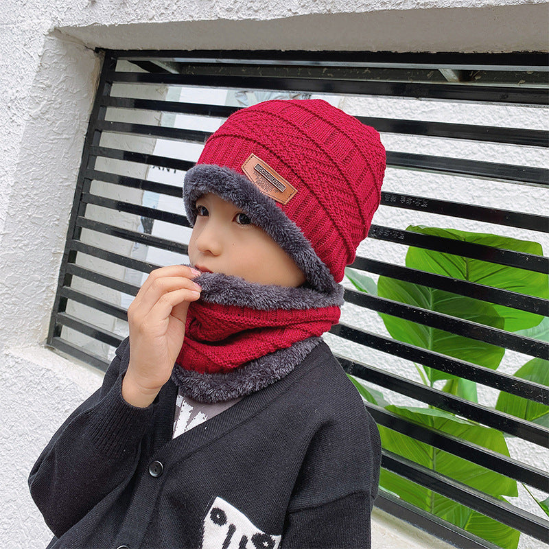 Knit beanie and neck warmer set