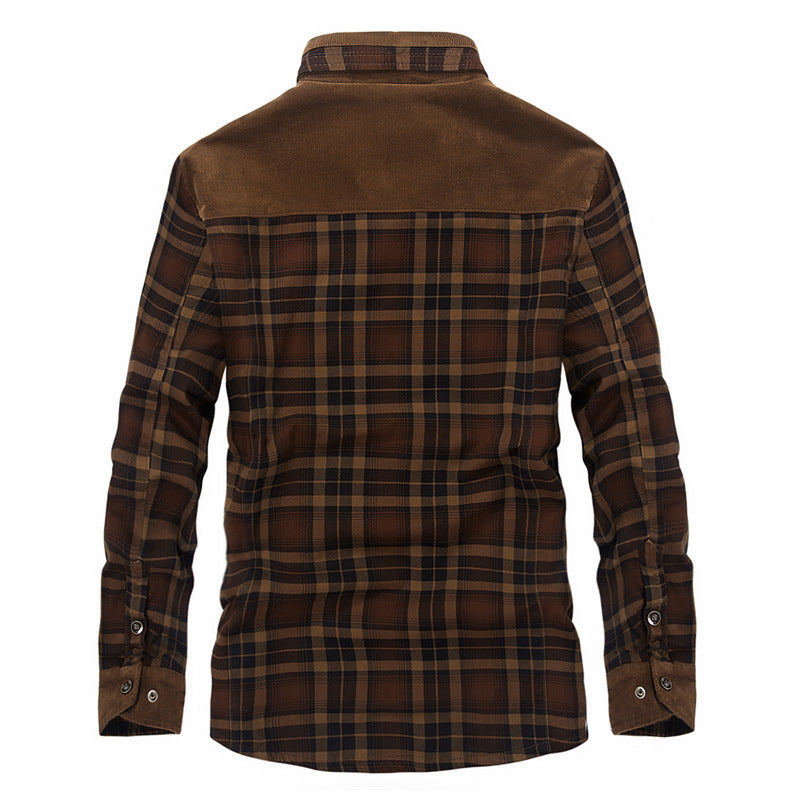 Men's fleece lined plaid shirt jacket
