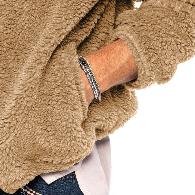 Men's hooded teddy fleece jacket