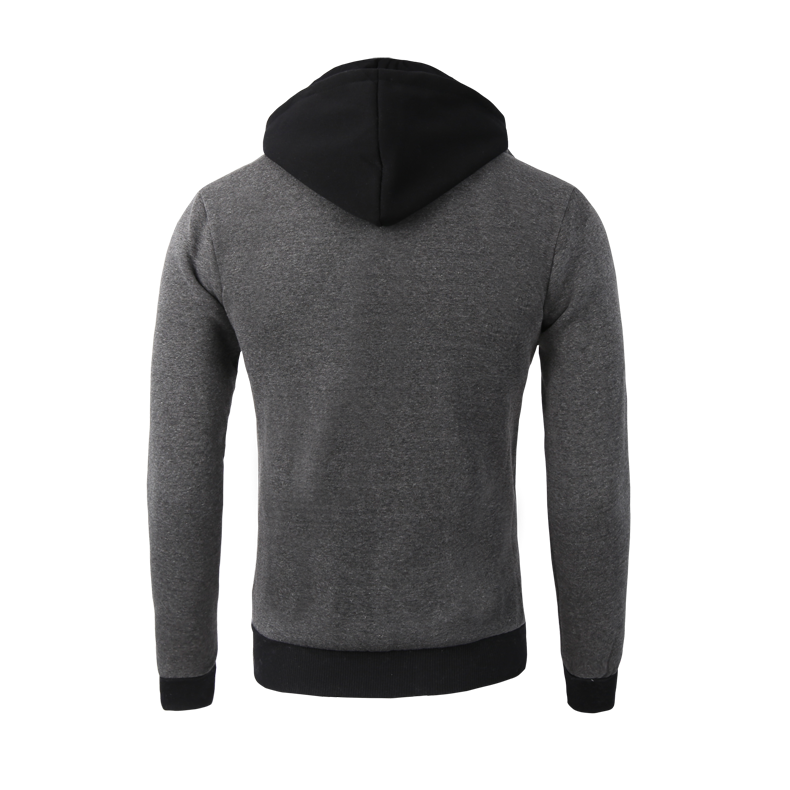 Man wearing slim gray zip hoodie jacket