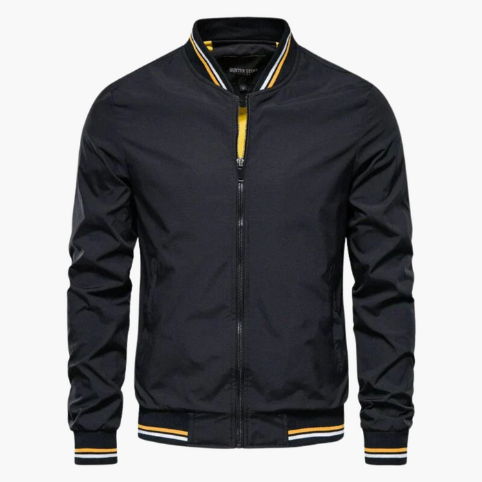 Men's Bomber Jacket with Zipper and Ribbed Cuff