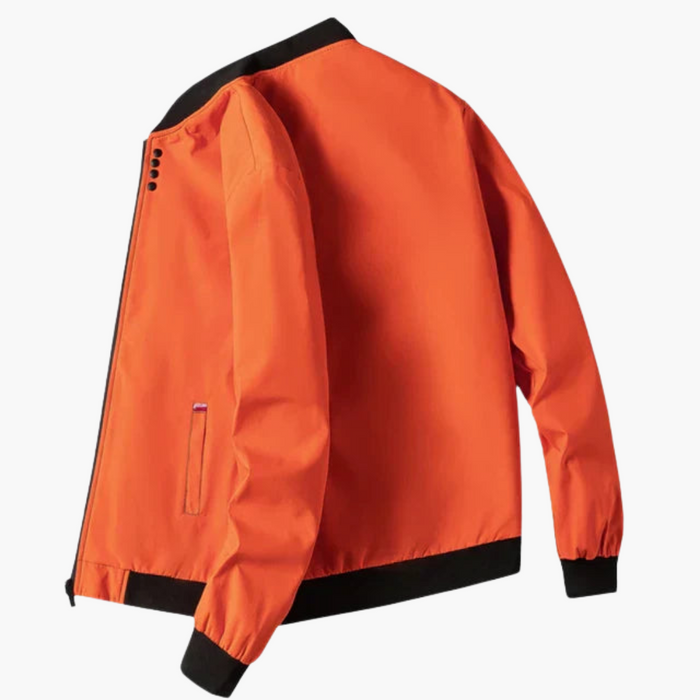 Men's Jacket with Ribbed Collar and Waist Pockets