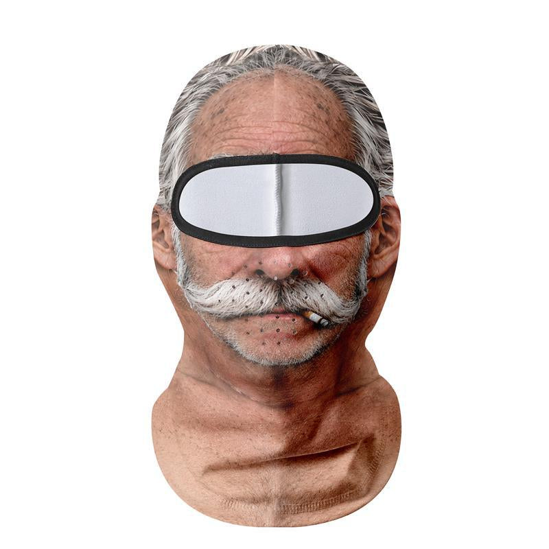 Ski mask with realistic funny face print