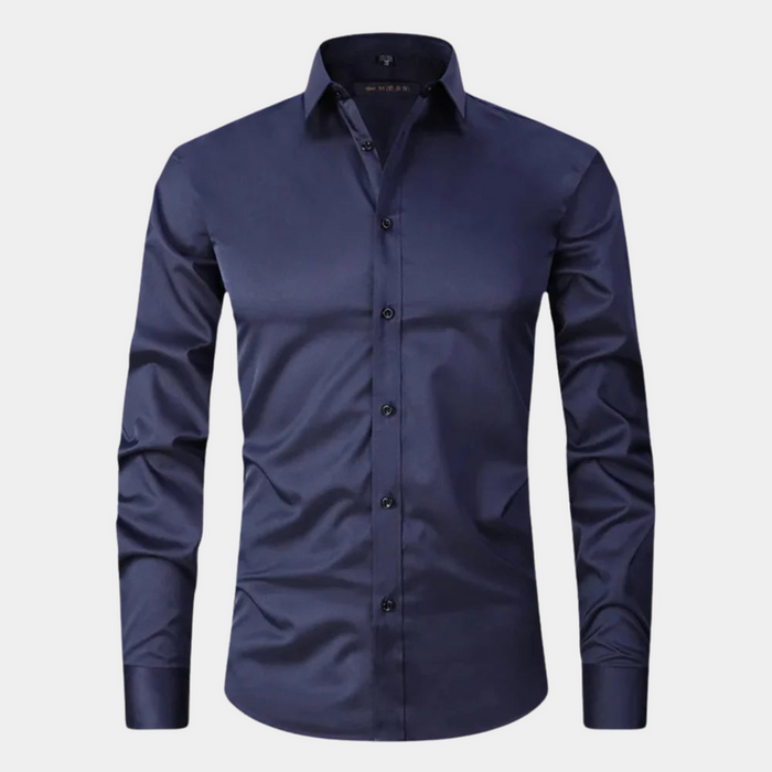 Men's Slim Fit Dress Shirt with Button-Down Collar