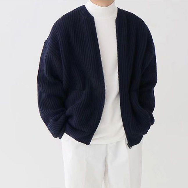 Carter | Men's Chunky Rib Knit Zip Cardigan with Front Pockets
