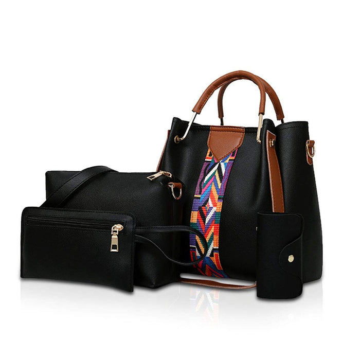Kinsley | 4-Piece Faux Leather Handbag Set with Tote and Wristlet