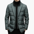 Men's Blazer Jacket with Notched Lapel and Button Placket