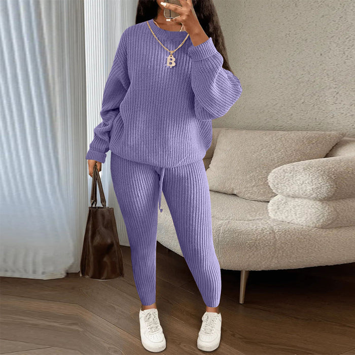 Riley | Ribbed Knit Lounge Set, Pullover and Drawstring Pants