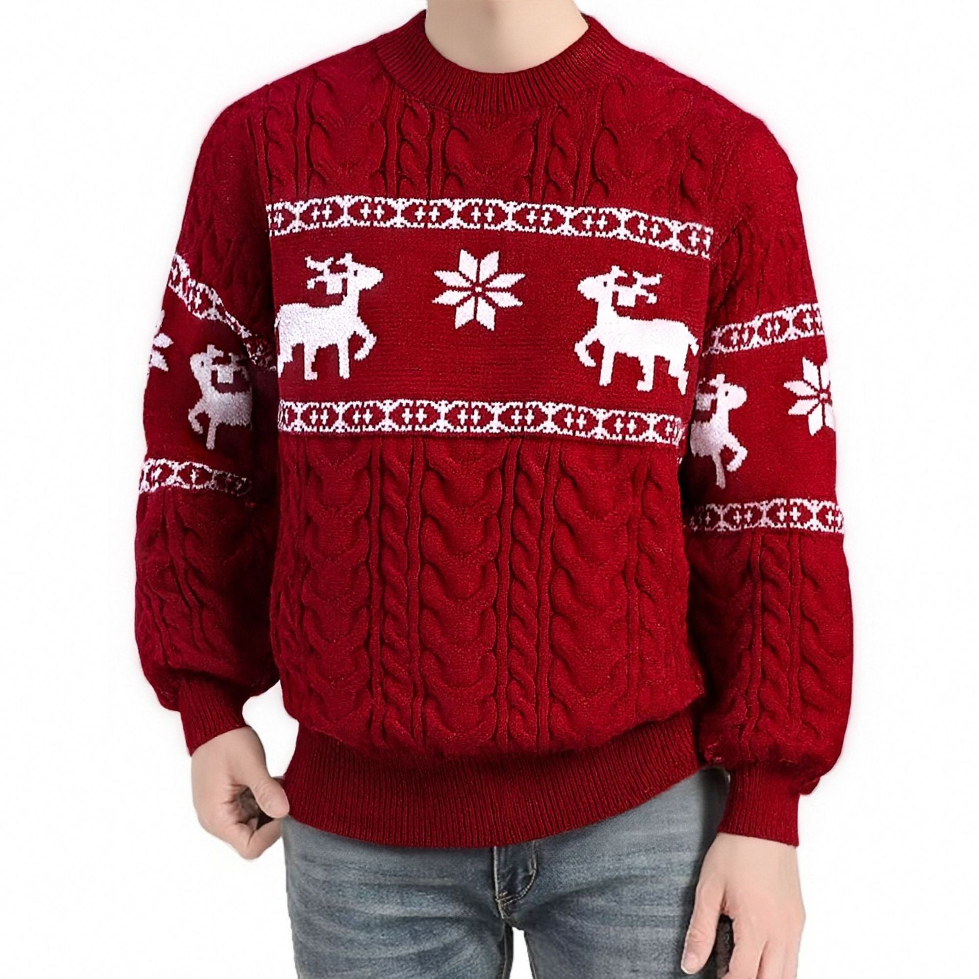 Men's reindeer jacquard Christmas sweater