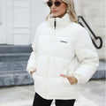 Woman wearing a padded puffer jacket
