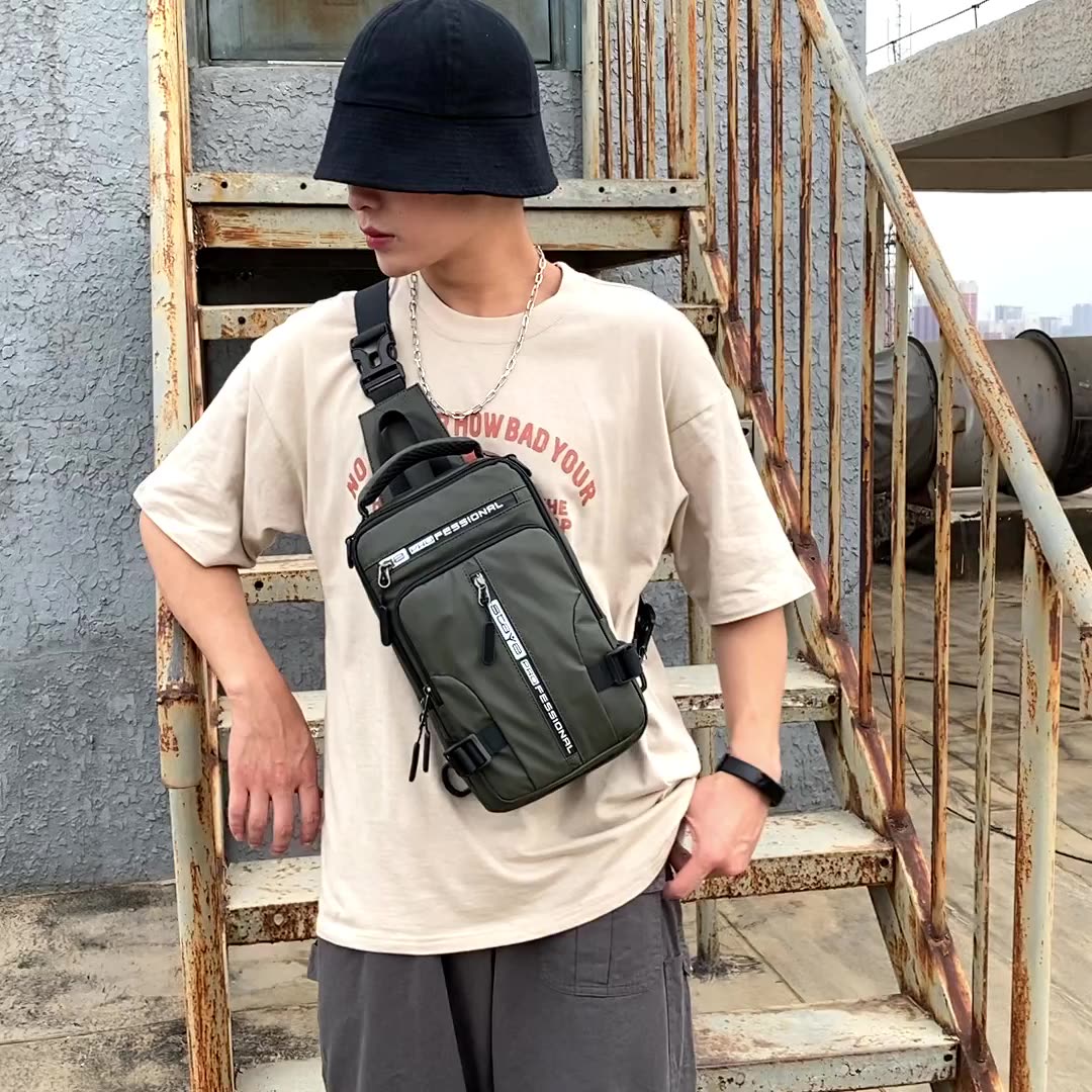 Men's black sling chest bag