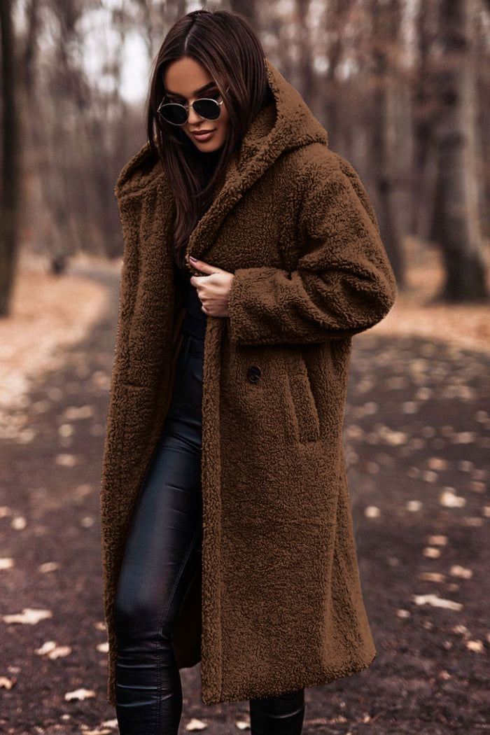 Peyton | Extra Long Hooded Teddy Coat in Soft Plush