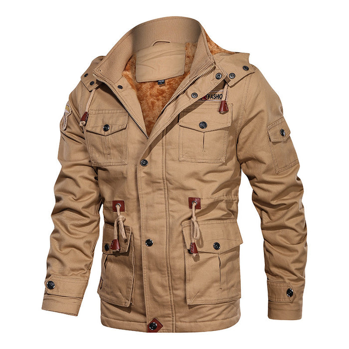 Carter | Men's Hooded Military Style Jacket with Thick Fleece Lining