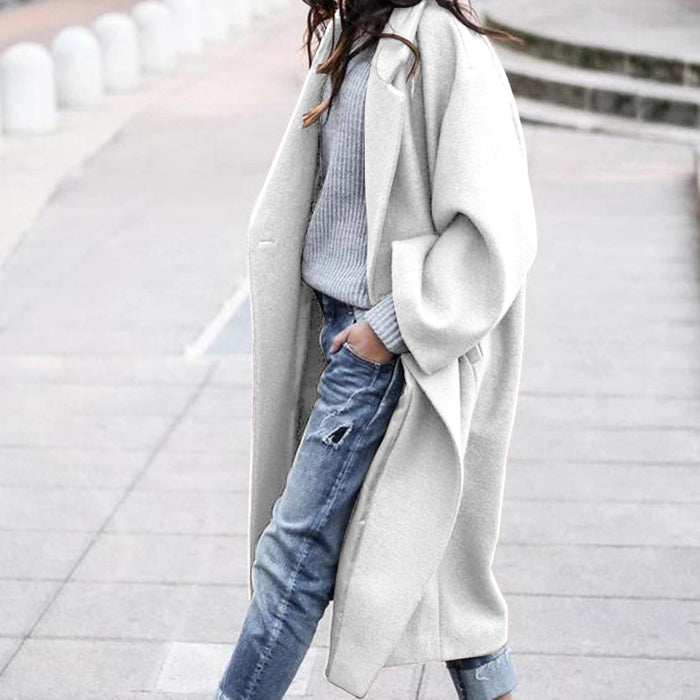 Brooke | Long Oversized Lapel Coat with Pockets