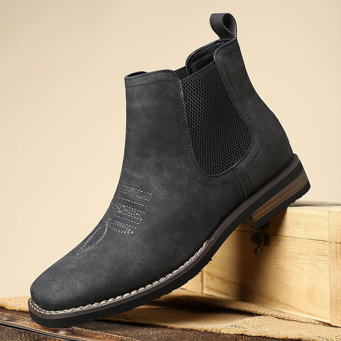 Men's Chelsea Boots with Elastic Side Panels and Pull Tab