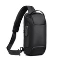 Black anti-theft sling bag with combination lock