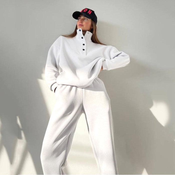 Savannah | Oversized Fleece Lounge Set with Half Button Pullover