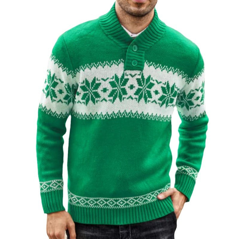 Men's snowflake jacquard Christmas sweater