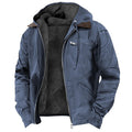 Man wearing a fleece-lined hooded zip jacket