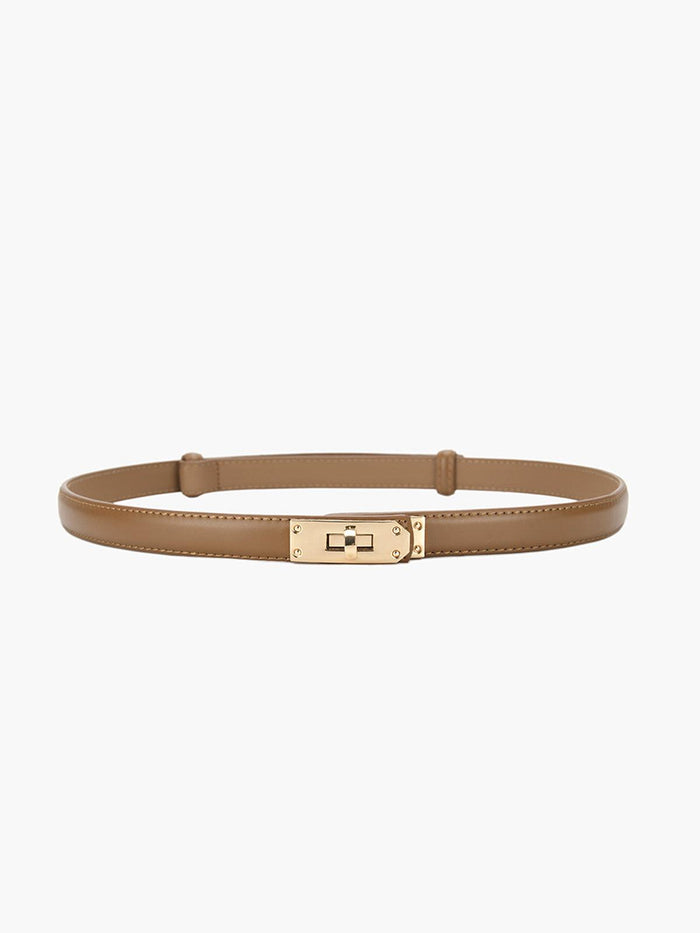 Women's Leather Belt with Turn-Lock Buckle