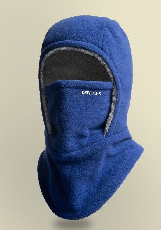 Black fleece balaclava hood with face mask