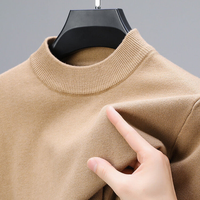 Men's Ribbed Mock Neck Pullover with Tailored Fit
