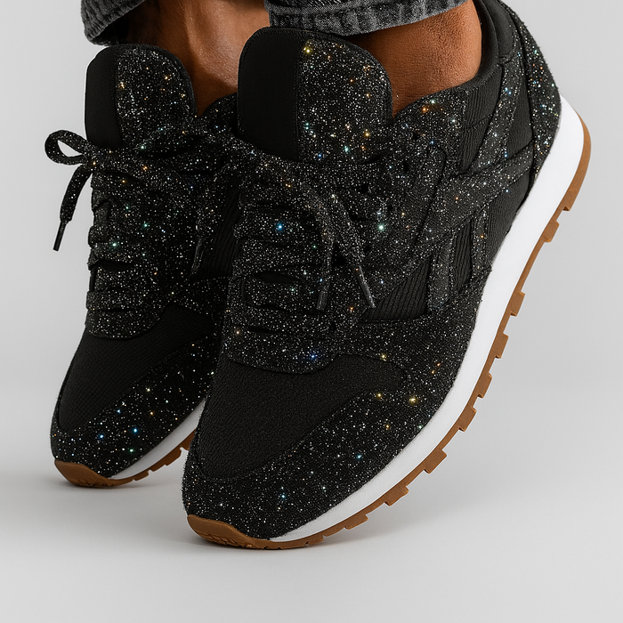 Women's Glitter Platform Sneakers with Lace-Up Closure