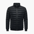 Men's Puffer Jacket with Stand Collar and Front Zipper