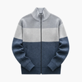 Men’s Zip Cardigan with High Collar and Colour-Block Design