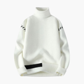 Men’s Turtleneck Knit Sweater with Ribbed Surface and Long Sleeves