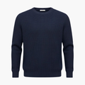 Men’s knit crewneck sweater featuring a ribbed surface