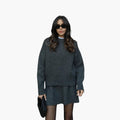 Women's Two-Piece Set with Round Neck Sweater