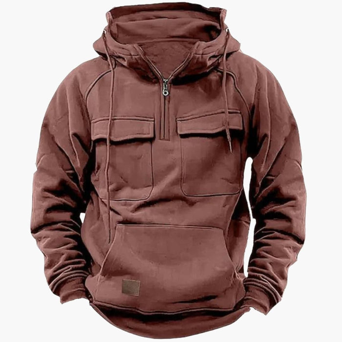 Men's Half-Zip Tactical Hoodie with Chest Pockets